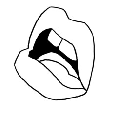 Sexy lips emotions. Beautiful mouth with red lipstick. Isolated fashion  illustration. Kissing lips. For cosmetic make up products, beauty salon logo. Hand drawn simple black line style illustration.
