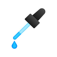 Face serum in flat style on gold background. Beauty product. Vector design illustration