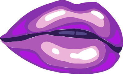 Sexy juicy lips emotions. Beautiful mouth with glossy lipstick. Isolated fashion vector illustration. Pin up vintage style. Kissing lips. For cosmetic make up products or beauty salon. Colorful vector