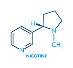 Nicotine tobacco stimulant molecule. Flat vector icon - obrazy, fototapety, plakaty