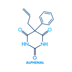 Alphenal formula. Alphenal chemical molecular structure. Vector illustration