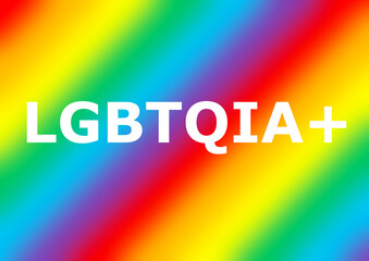 Fototapeta premium LGBTQIA+ lettering rainbow design on white background. LGBTQIA+ pride month concept