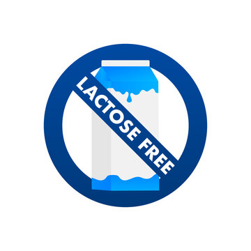 Lactose free icon. Vector contains no lactose label for healthy daiy food product package. Vector illustration