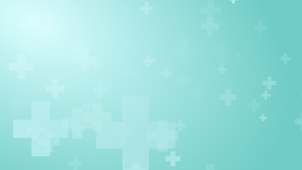  Abstract white blue green colors cross pattern healthcare background.