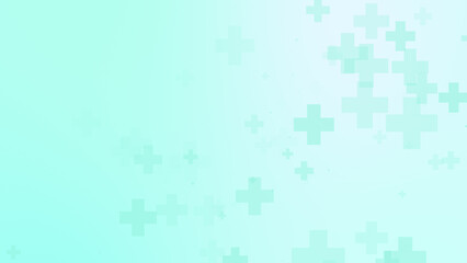Abstract white blue green colors cross pattern healthcare background.