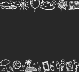 Summer web banner. Hand drawn holiday elements. Summer holidays
