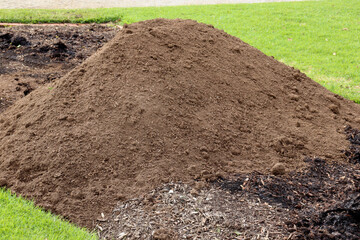 pile of soil and woodchips in preparation for gardening