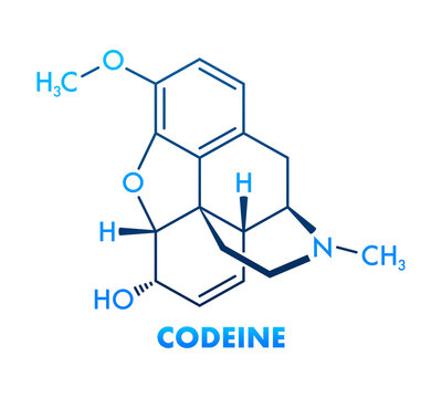 Codeine chemical formula. Codeine chemical molecular structure