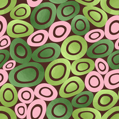 Seamless vector pattern with circles and ellipses in lovely color palette. - 509046758
