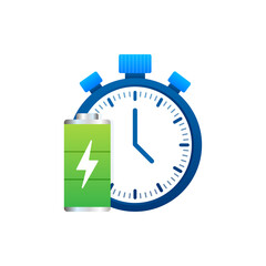 Modern cartoon icon with green quick charging. Vector graphic. Vector logo