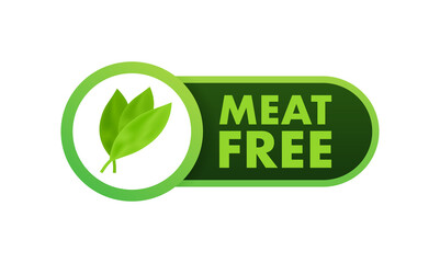 Flat illustration with meat free on green backdrop. Plant leaf sign