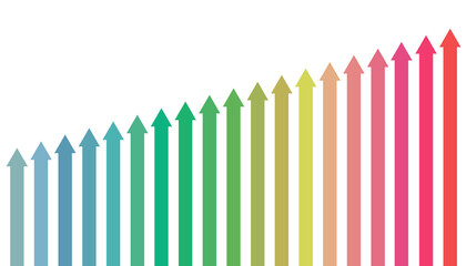 上昇している虹色の矢印のイラスト　ベクター素材　イラスト素材 　グラフ　ビジネス