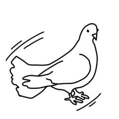 White dove is symbol of peace, hope, love in the world. Flying pigeon like holy spirit brings freedom, joy, grace. Hand drawn retro vintage illustration. Old style comics cartoon line drawing.