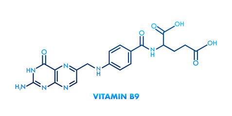 Obraz premium Vitamin b9 formula. Structural formula of vitamin B9