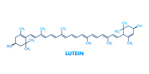 Lutein formula. Lutein yellow-orange plant pigment molecule.