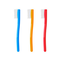 Teeth brush set in flat style on white background. Isolated vector illustration