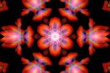 Obraz premium Abstract multicolored fractal neon kaleidoscope background.