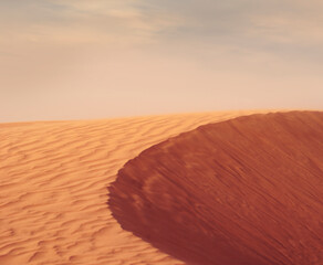 Desert landscape. Beautiful wavy sands and dunes.