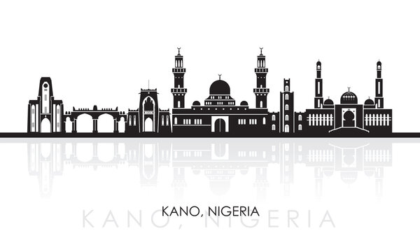 Silhouette Skyline panorama of city of Kano, Nigeria - vector illustration