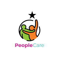 People care logo and charity design, community logos