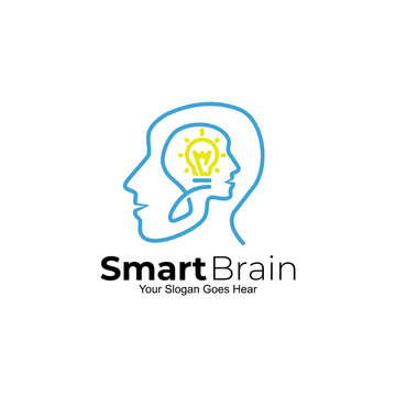 People logo and bulb design combination, smart brain logos