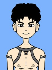 cute man cartoon on blue background