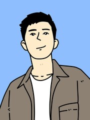 cute man cartoon on blue background