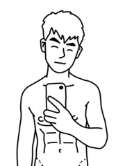 black and white of cute man cartoon for coloring