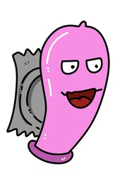 cute condom cartoon on white background