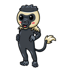 Cute little colobus monkey cartoon standing