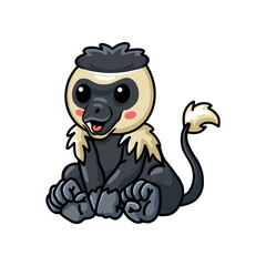 Cute little colobus monkey cartoon sitting