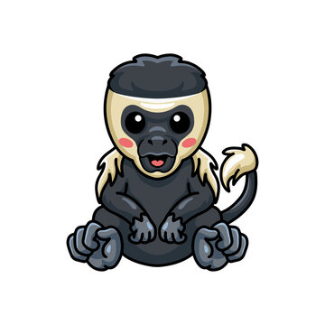 Cute little colobus monkey cartoon sitting