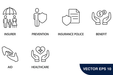 Health insurance icons symbol vector elements for infographic web icons set . Health insurance pack symbol vector elements for infographic web