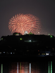 丸亀城と花火
