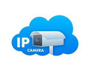 Ip camera in flat style. 3d vector icon. Online social network. Vector logo