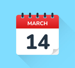 March 14 - Calendar icon vector illustration