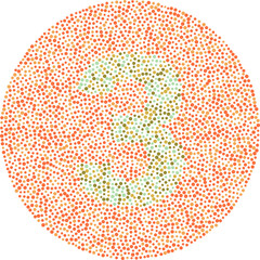 Number three red and green color blindness test card © xiaolinshiart