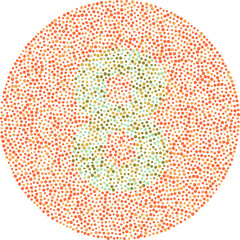 Number eight red and green color blindness test card