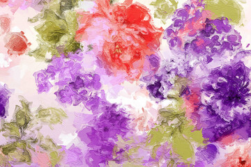 Abstract beautiful oil painting flowers