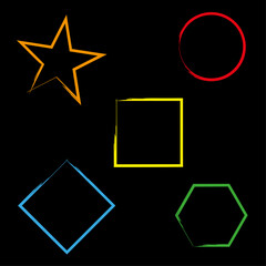 Abstract frames brush geometric shape. Grunge texture. Vector illustration. Stock image.