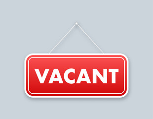 Business hiring, recruitment. Vacant sign on laptop screen. Vector stock illustration