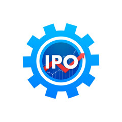 Fototapeta premium Vector IPO initial public offering concept in flat style - investment and strategy icons. Vector illustration