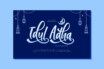 Obraz na płótnie Canvas hari raya idul adha means happy eid mubarak greeting card template