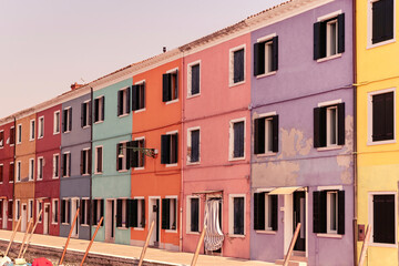 Burano colorful pastel buildings in Venice, Venezia, Italy