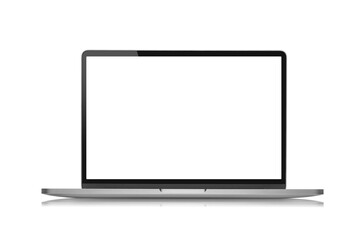laptop or computer notebook with empty screen incline 90 degree isolated white clipping path on white background.