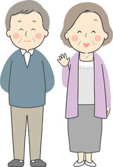 笑顔の高齢の夫婦全身