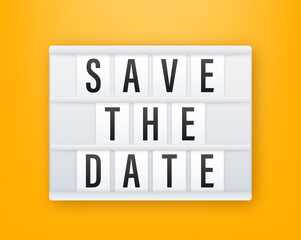 Save the date. Badge, mark on megaphone. Flat vector stock illustrations on white background