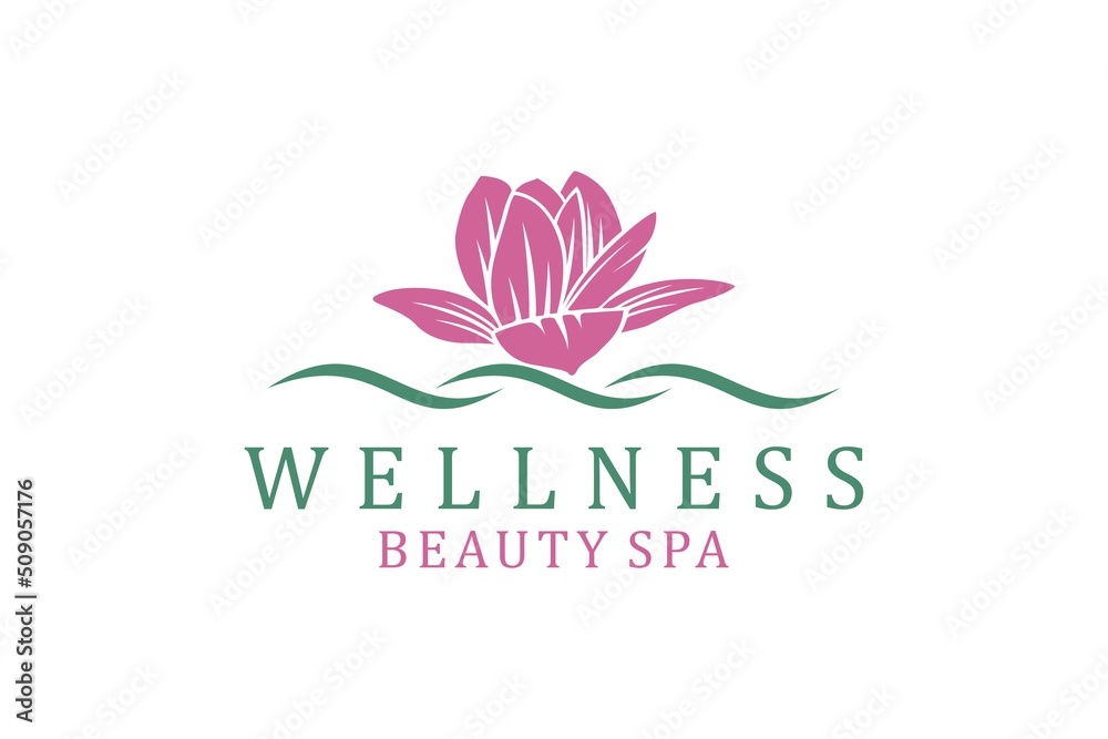 Wall mural Lotus flower logo wellness beauty spa salon yoga lady meditation design modern minimalist - Wall murals