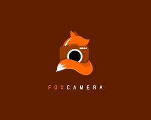 Fox camera logo design vector