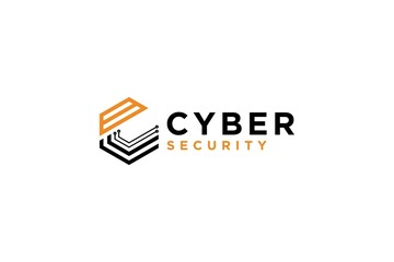 Initial C logo design cyber security circuit board technology AI computer hexagon shape